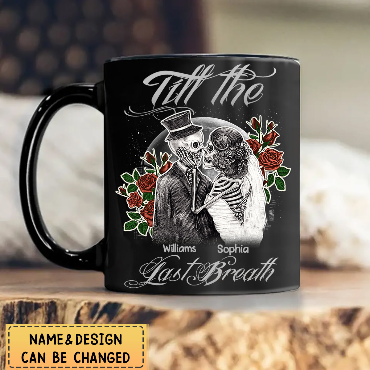 Skull Couple From The First Kiss Till The Last Breath Personalized Mug