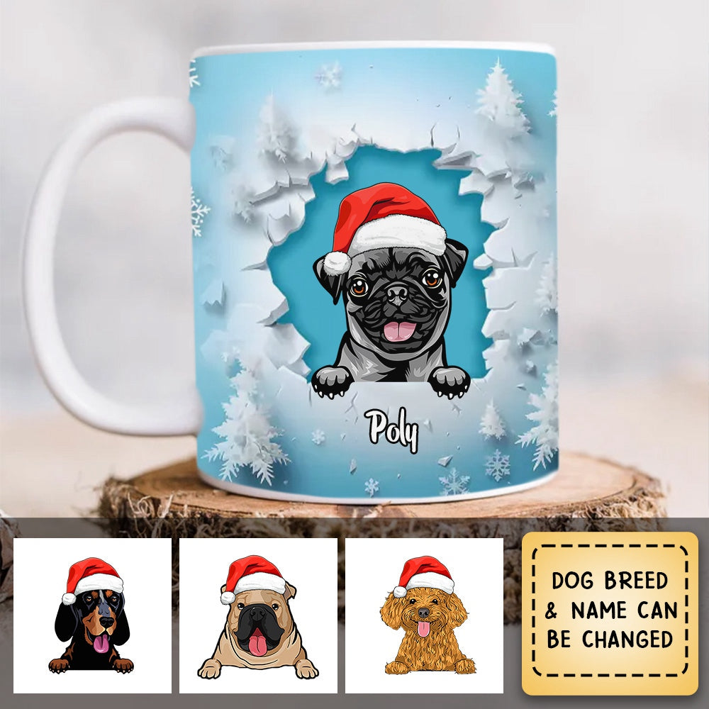 Personalized Peeking Dog Coffee Mug Christmas Gift Idea For Dog Lover