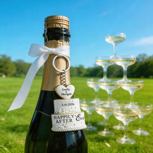 Wedding Cake Personalized Keychain, Newlywed Gifts, Couple Gifts