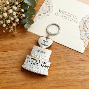 Wedding Cake Personalized Keychain, Newlywed Gifts, Couple Gifts