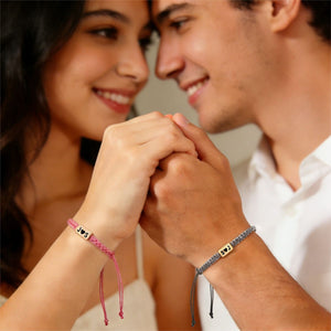 Personalized Initials Engraved Bracelet with Heart Matching Jewelry Gift for Couples