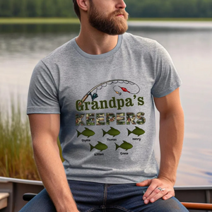 Grandpa‘s Keepers Camouflage Pattern Fishing Personalized Pure Cotton T-Shirt