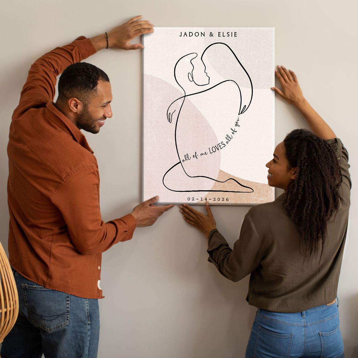 All of Me Loves All of You Bedroom Art for Above Bed Canvas Print Personalized Gift for Couples