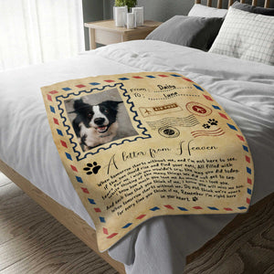 Loss Of Dog Gift, Pet Memorial Blanket, Personalized Letter From The Heaven Blanket