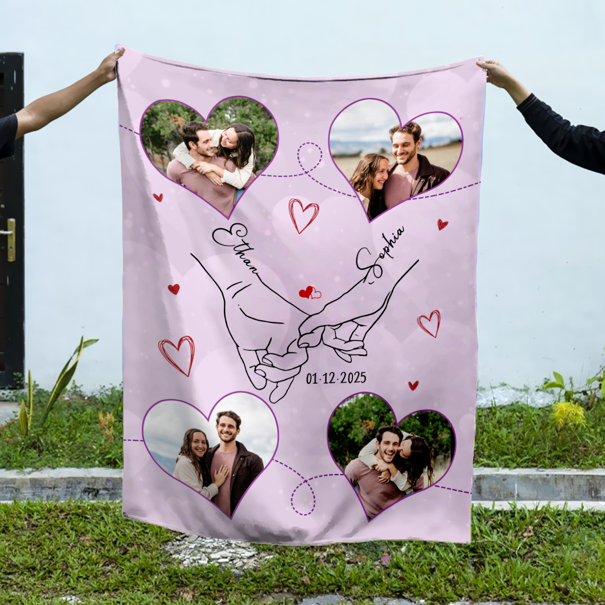 Personalized Couple Photo Blanket – Romantic Valentine Keepsake Anniversary Wedding Gift For Him Her