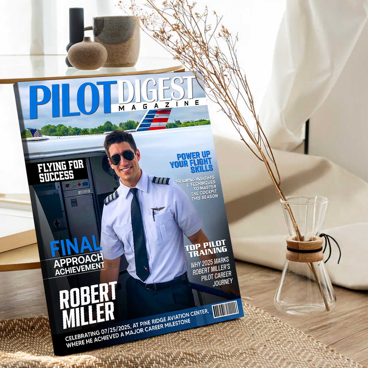 Pilot Digest Magazine Cover Canvas, Custom Pilot Magazine Cover Photo, Unique Gift For Pilot, Pilot Digest Gift