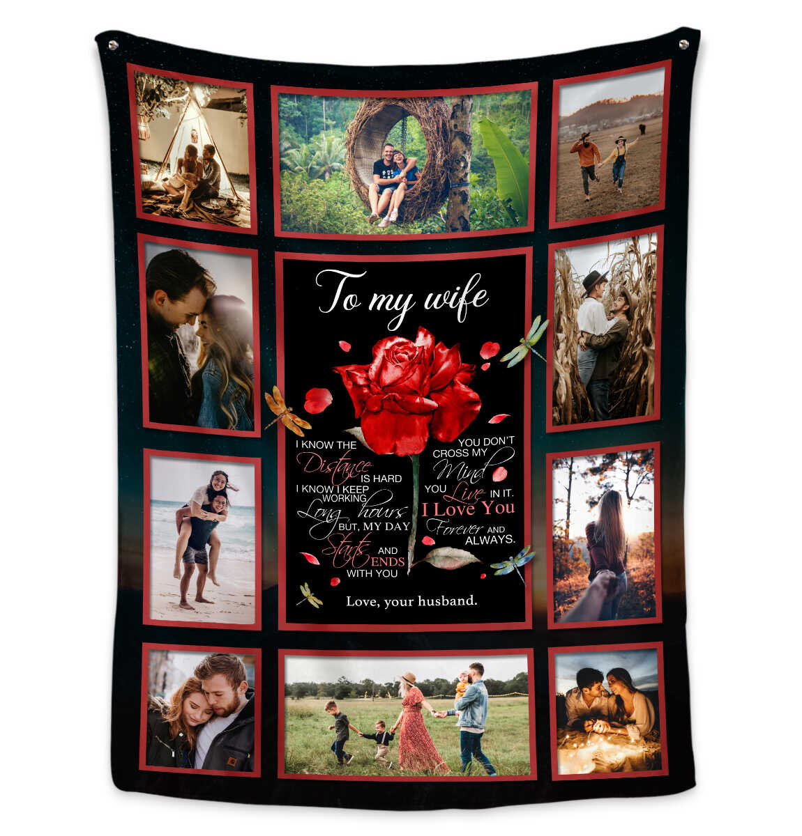 Personalized To My Wife Blanket Custom Photo Gifts for Wife/Couple