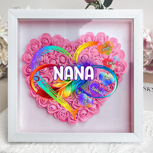 Personalized Grandma Grandkids Infinity Love Rainbow Flower Shadow Box