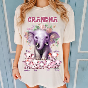 Personalized Gift For Grandma Elephants Pure Cotton T-shirt