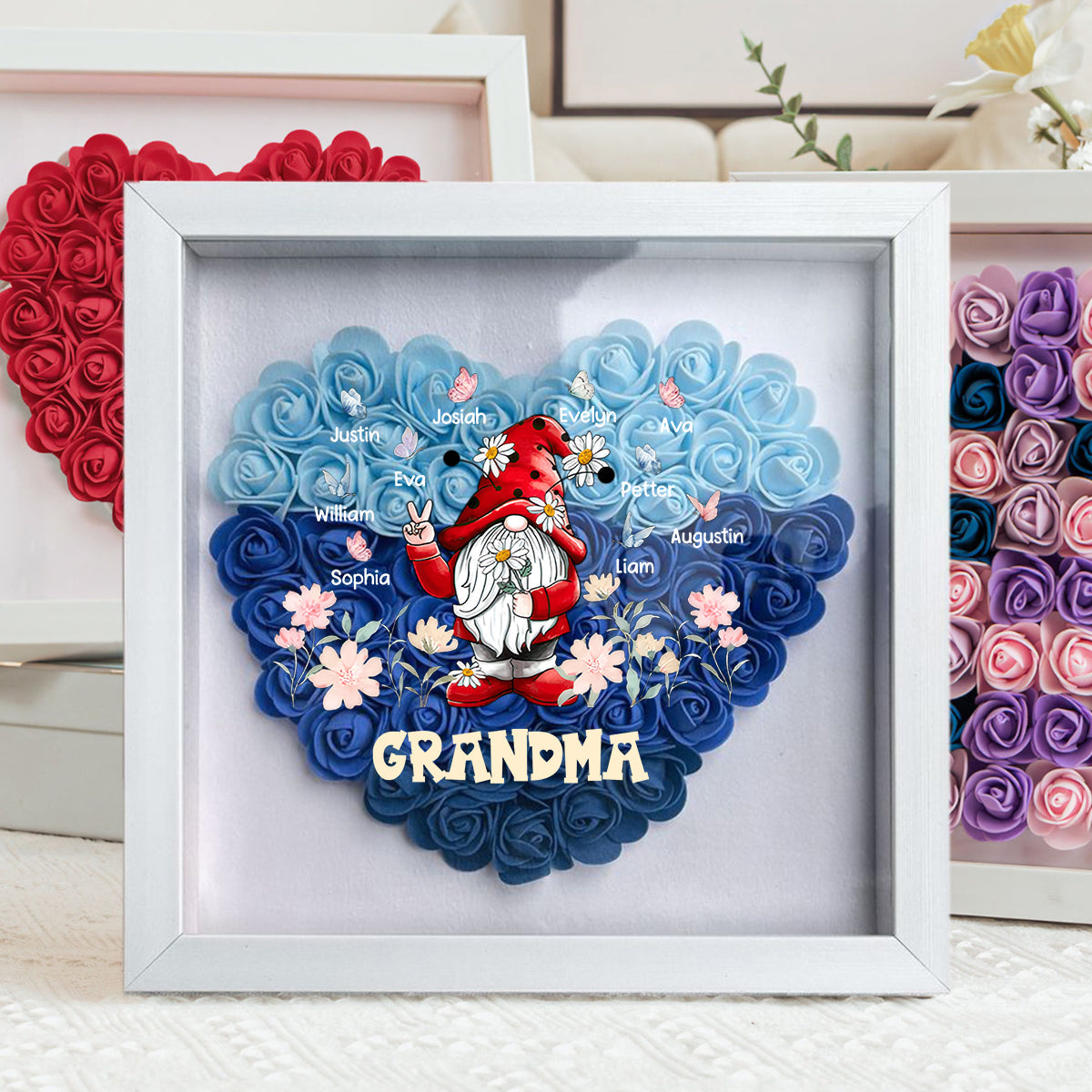 Personalized Gift For Grandma/Mom Butterfly Flower Shadow Box
