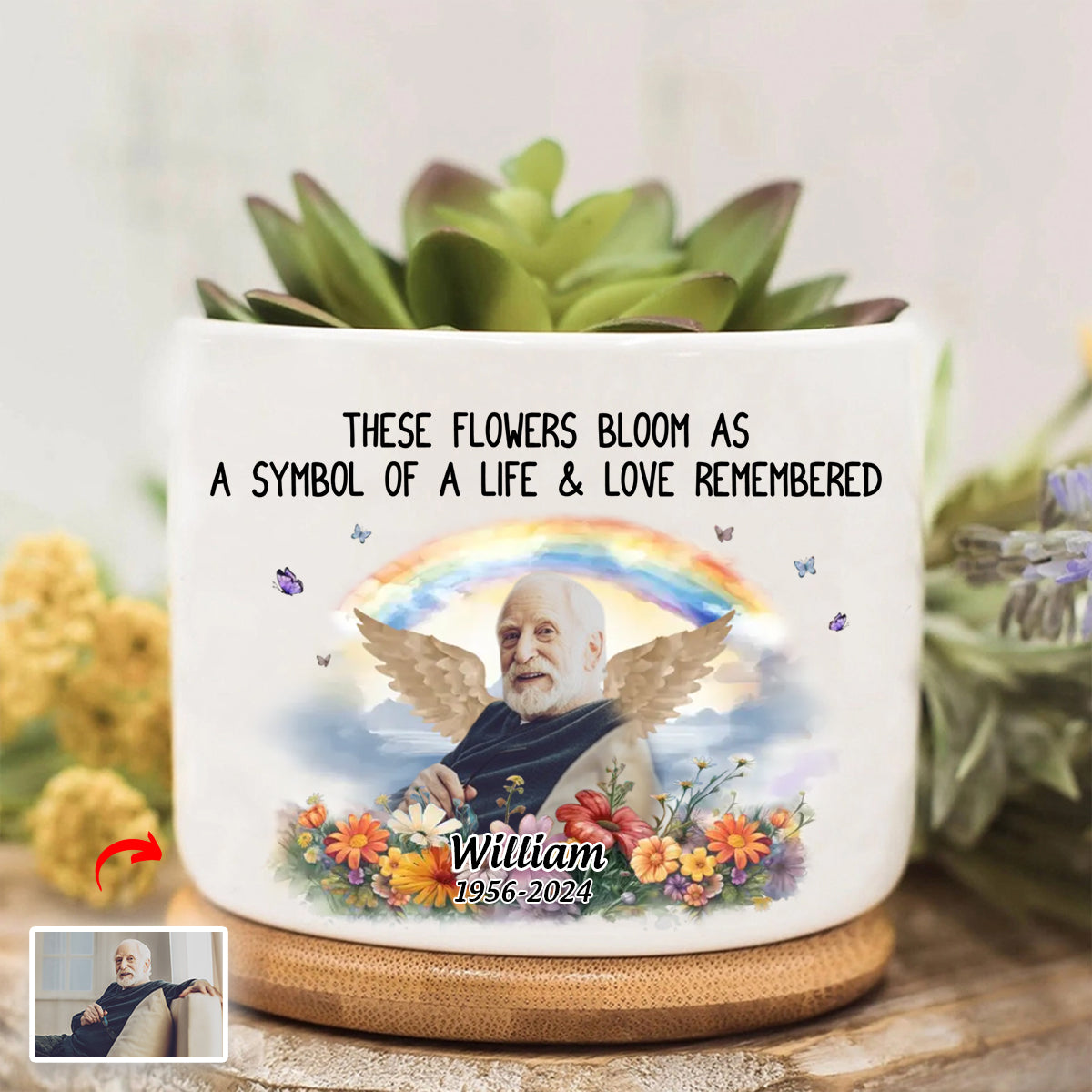 Personalized These Flowers Bloom Memorial Photo Plant Pot