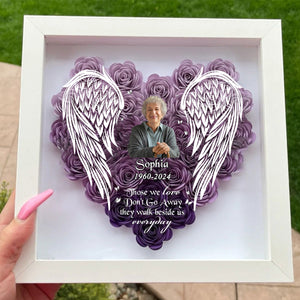 Personalized Memorial Photo Wings Flower Shadow Box
