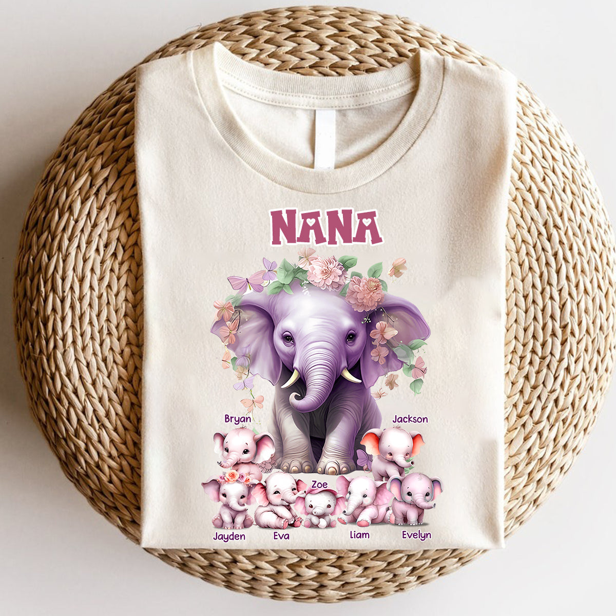 Personalized Gift For Grandma Elephants Pure Cotton T-shirt