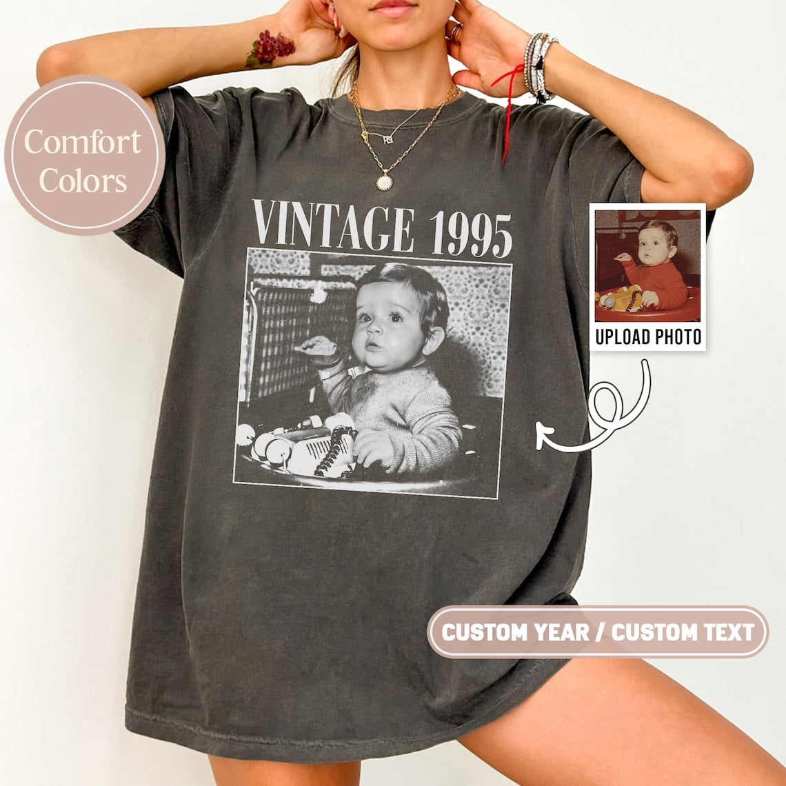 Custom Photo Vintage Personalised T Shirt