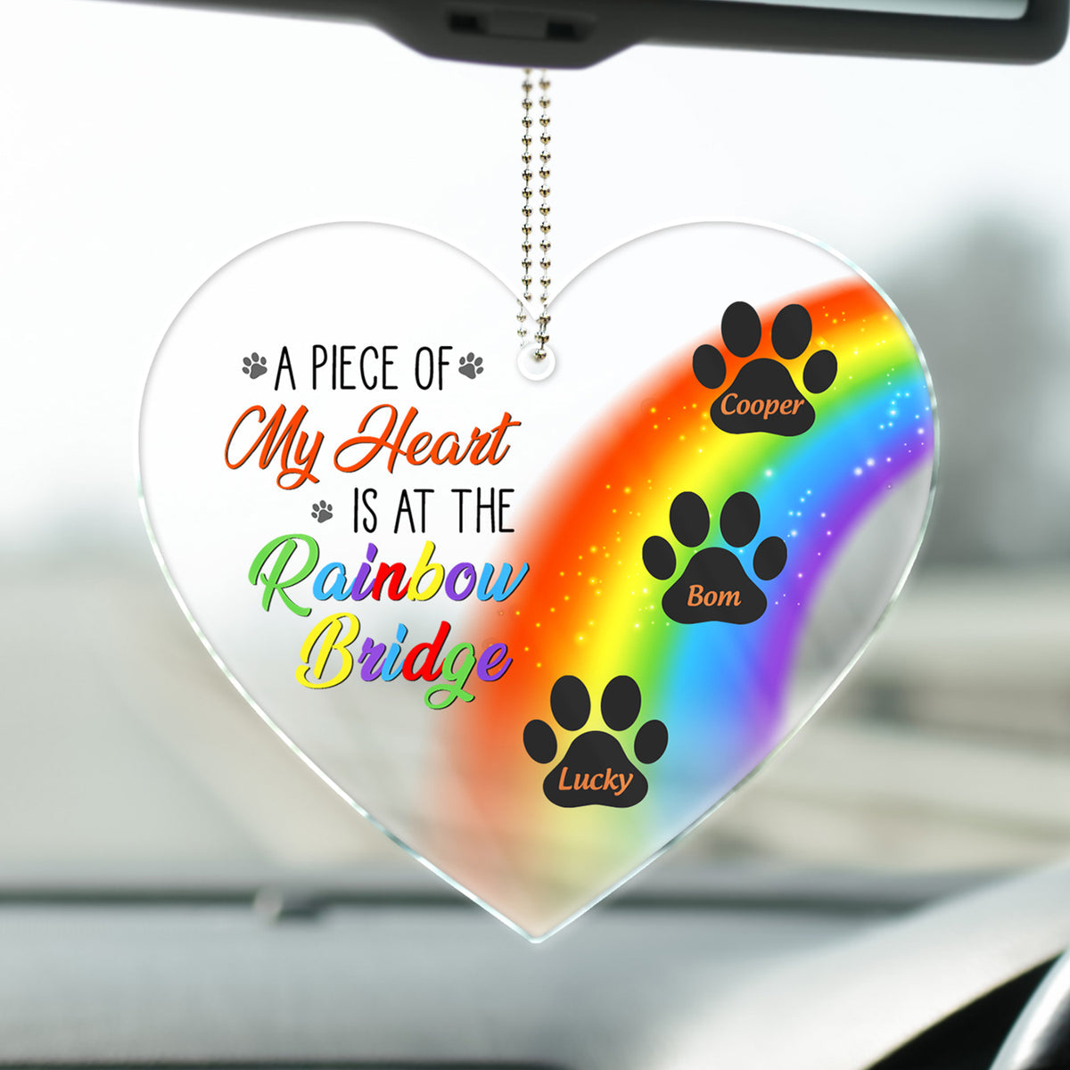 Personalized My Heart Is At The Rainbow Bridge Pet Memorial Acrylic Ornament