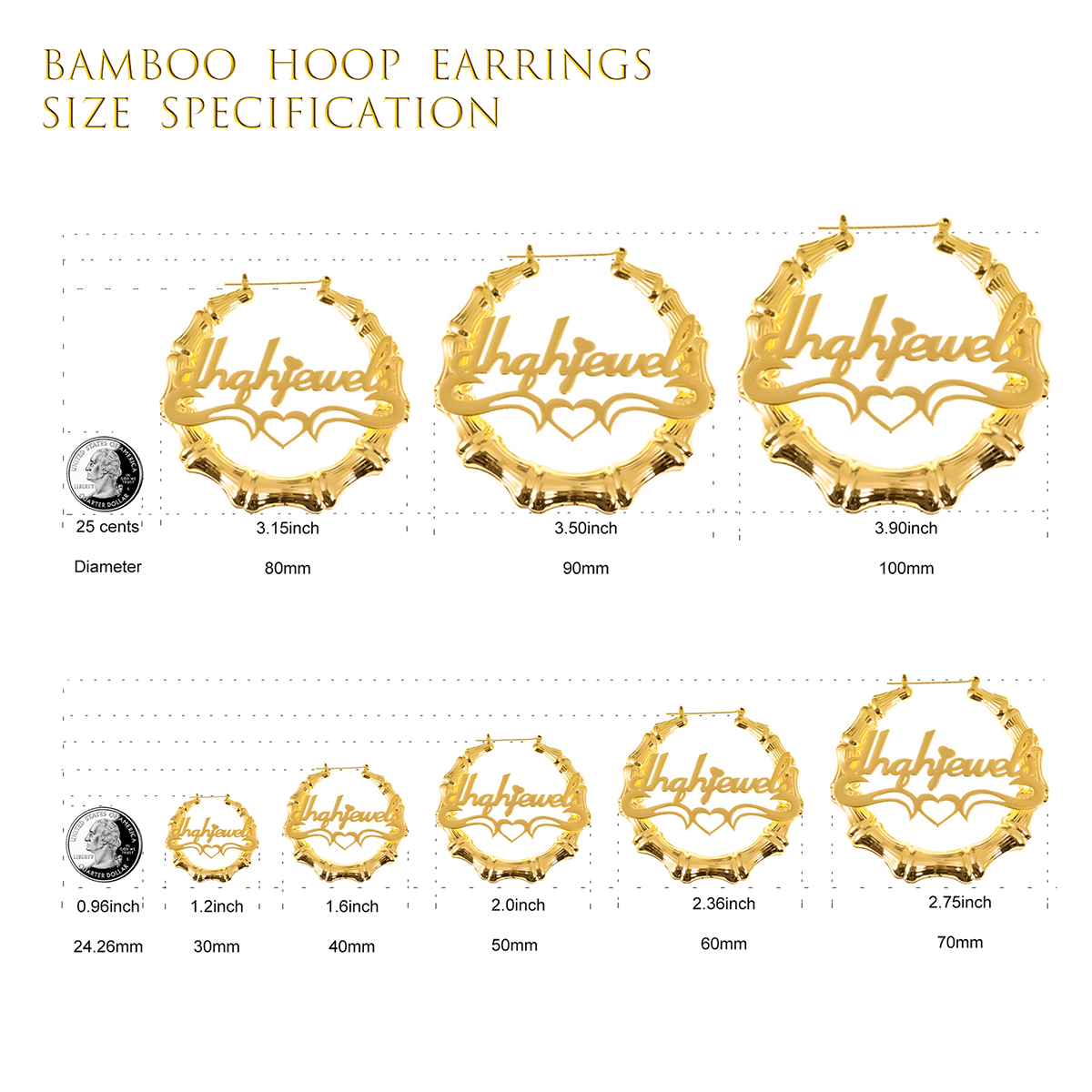 Custom Name Bamboo Earrings - Personalized Earring