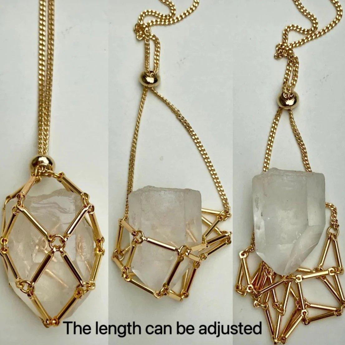Crystal Gemstone Holder Necklace