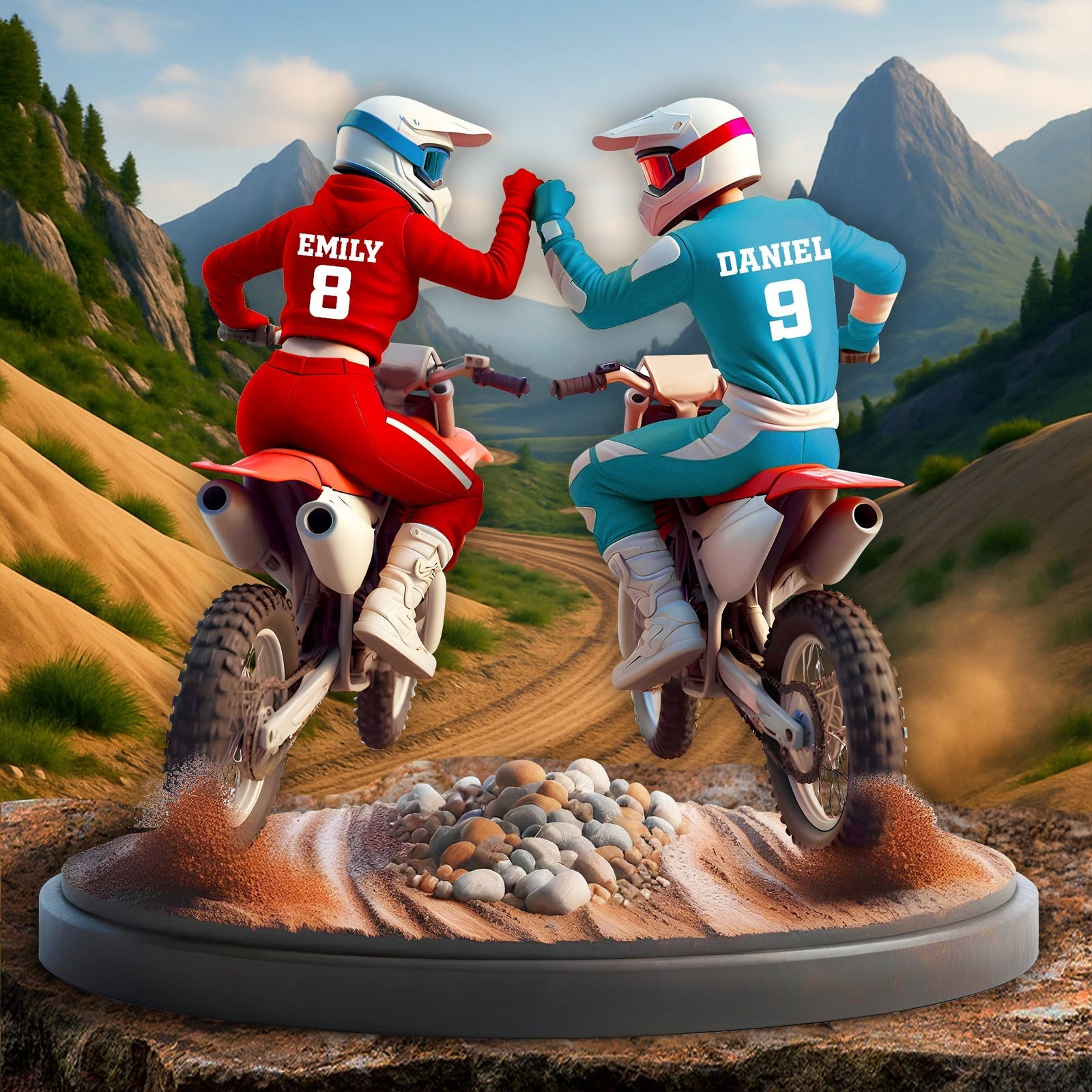 "Ride Together, Stay Together" - Personalized Dirt Bike Couple Acrylic Plaque - Custom Gifts for Moto-Loving Couples