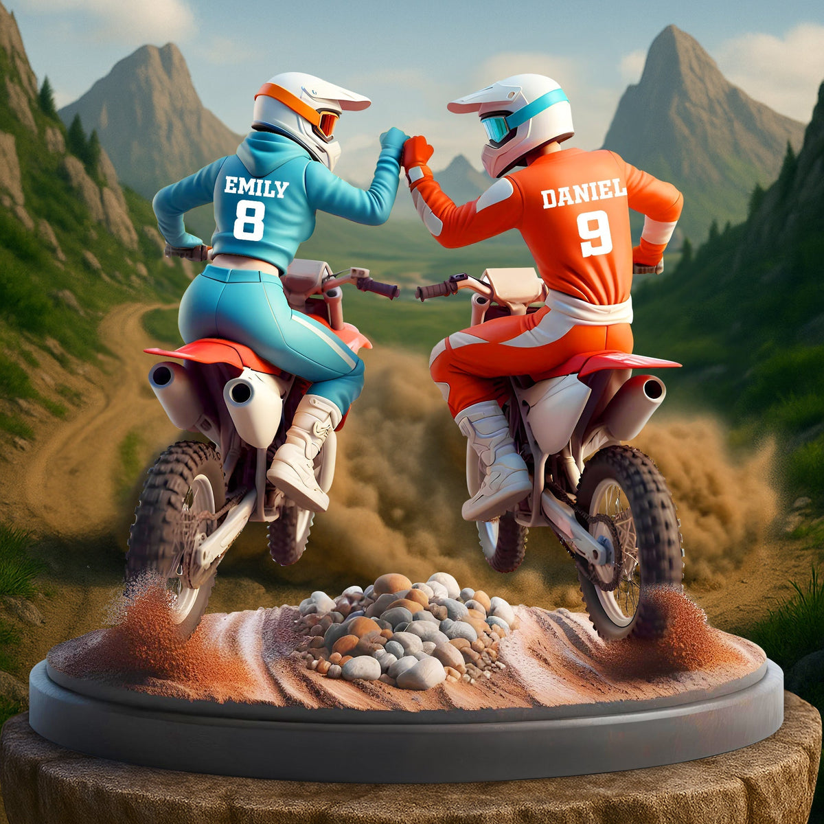 "Ride Together, Stay Together" - Personalized Dirt Bike Couple Acrylic Plaque - Custom Gifts for Moto-Loving Couples