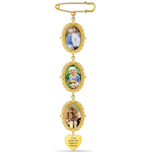 Personalized Wedding Bouquet Picture Charms Brooch Pins