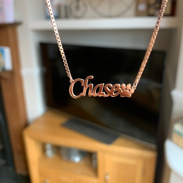 Personalized Pet Name with Paw Memorial Necklace