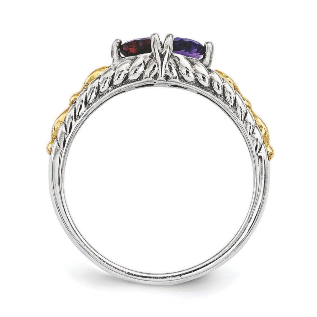 Personalized Heart Cluster Mother's Birthstone Ring Antiqued 2 - 5 Stones
