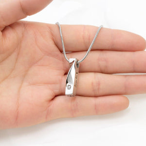 Personalized Twisted Bar Crystal Birthstone Ashes Necklace