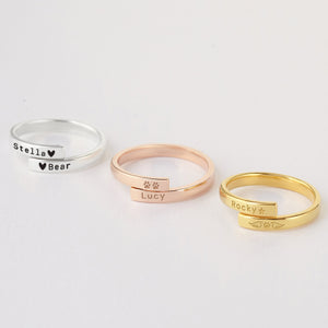 Personalized Pet Name Ring Loss of Pet Gift