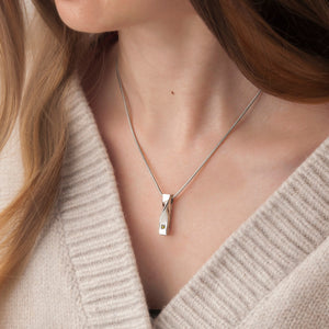 Personalized Twisted Bar Crystal Birthstone Ashes Necklace
