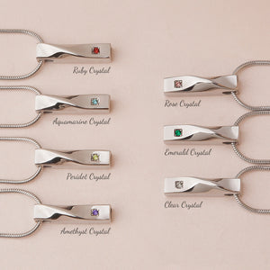 Personalized Twisted Bar Crystal Birthstone Ashes Necklace