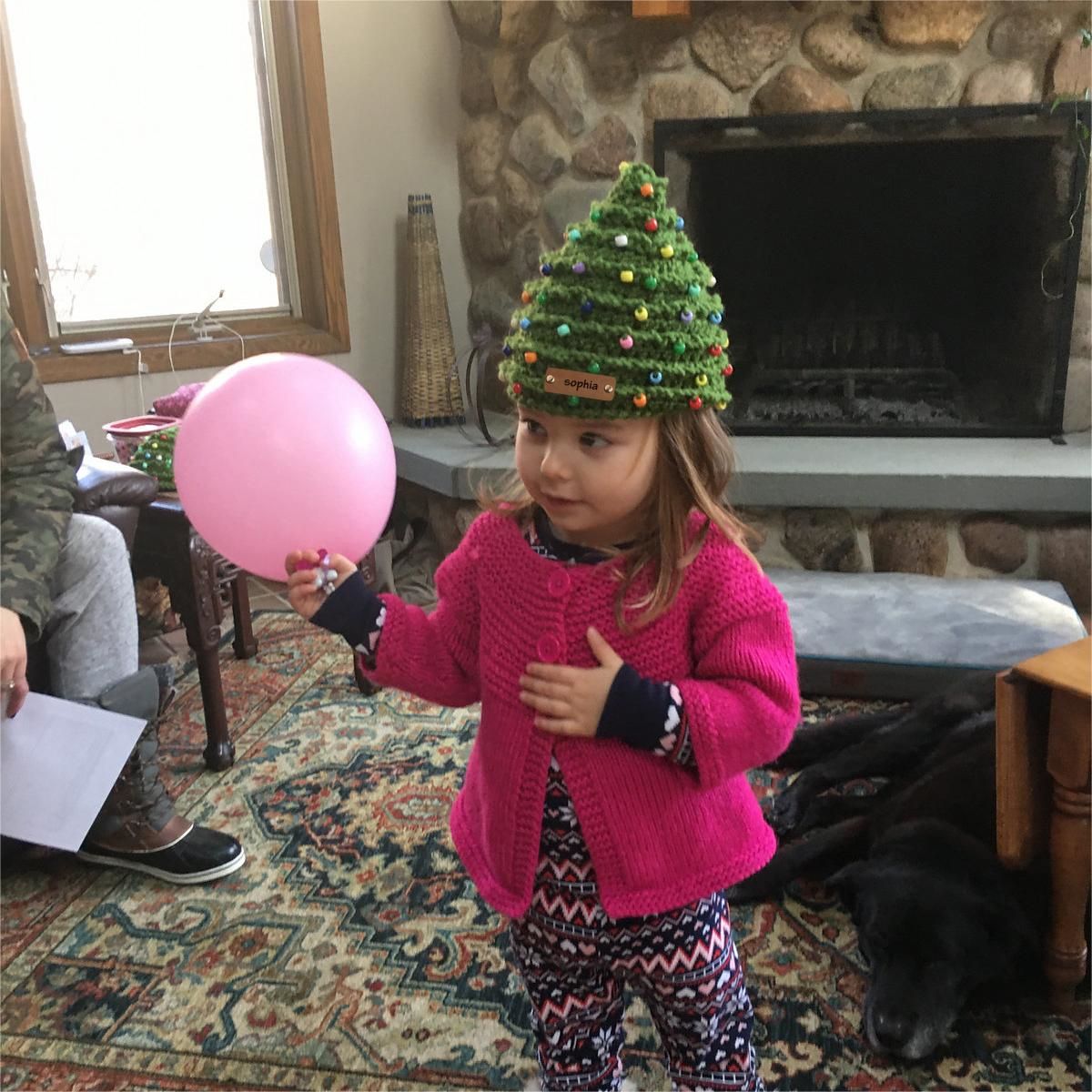 Custom Name Leather Patch Christmas Tree Personalized Knitted Hat
