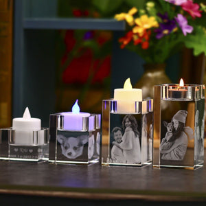 Personalized 3D Photo Engraved Crystal Candelabra