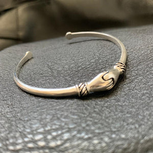 Vintage Silver Adjustable Hug Hands Bangle Open Unique Bracelet