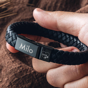 Custom Cremation Bracelet, Personalized Ashes Bracelet Dog Urn Bracelet Leather, Engraved Pet Ashes Bracelet, Pet Memorial Gift