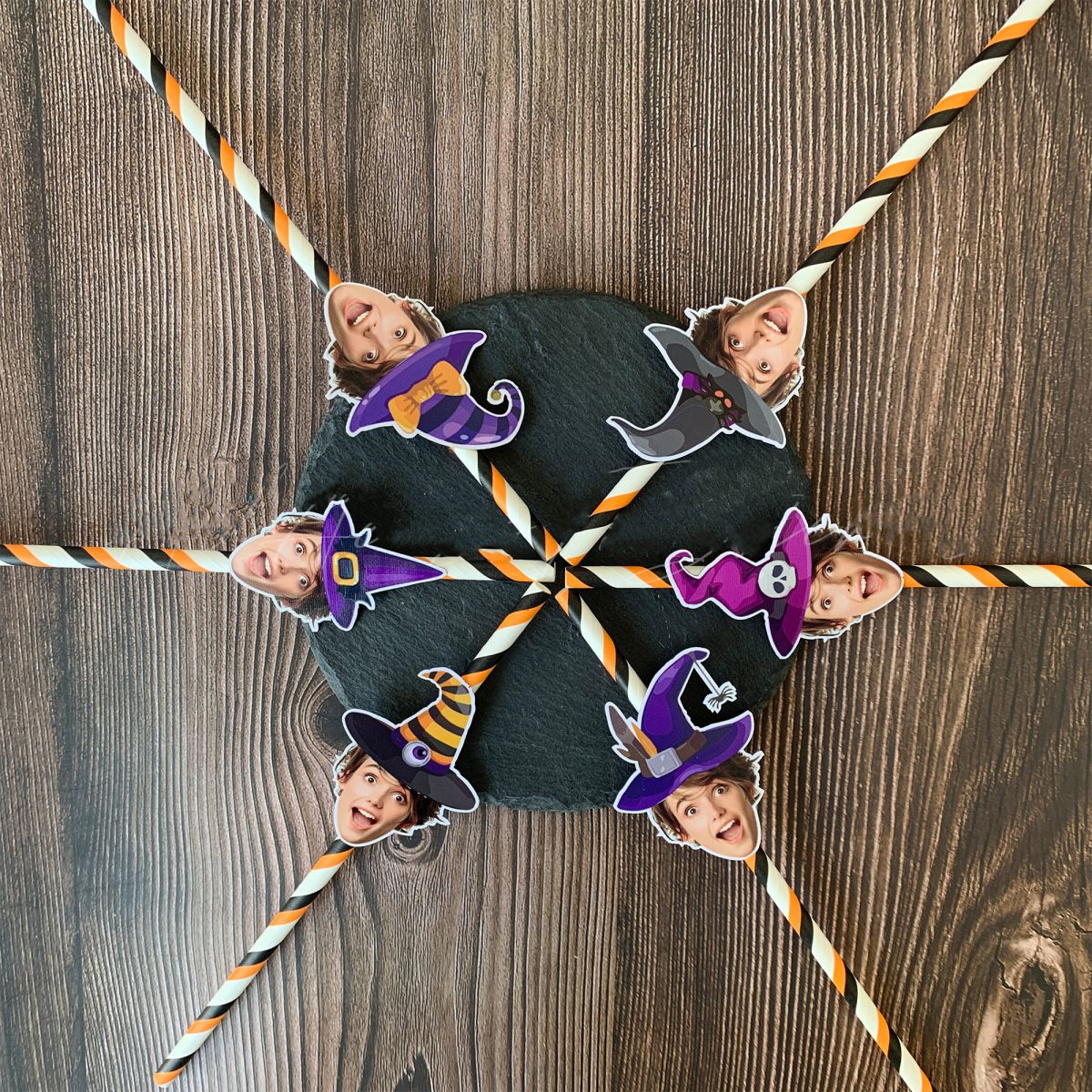 Personalized Halloween Witch Themed Party Face Straws