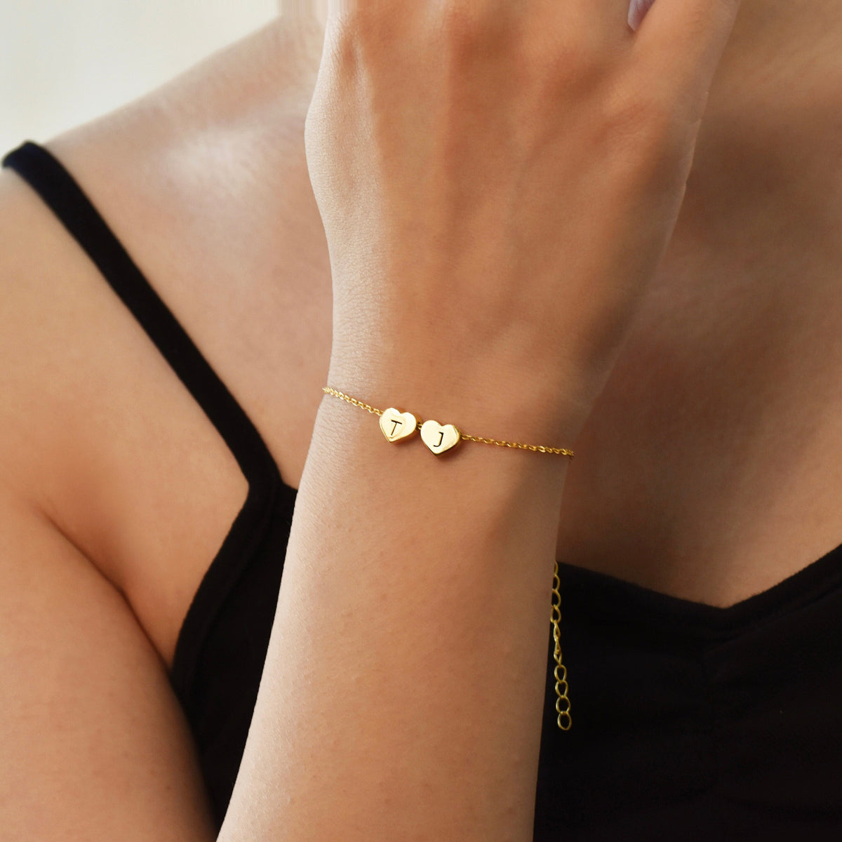 Personalized Heart Charms Letters Bracelet