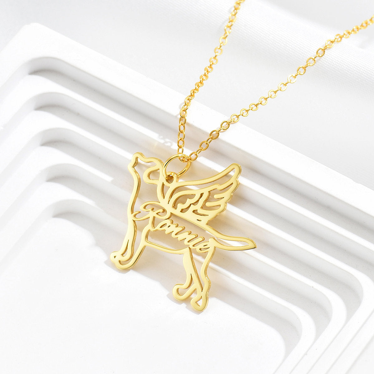 Engraved Name Personalized Dog Breed Charm Pet Memorial Necklace