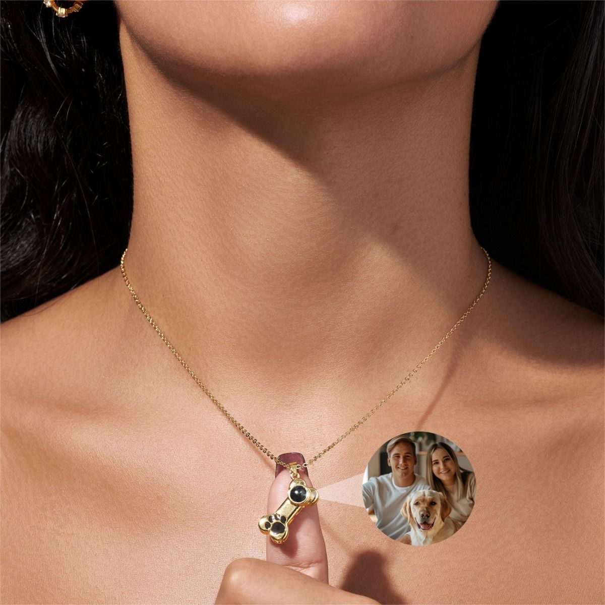 Personalized Custom Puppy Photo Projection Necklace