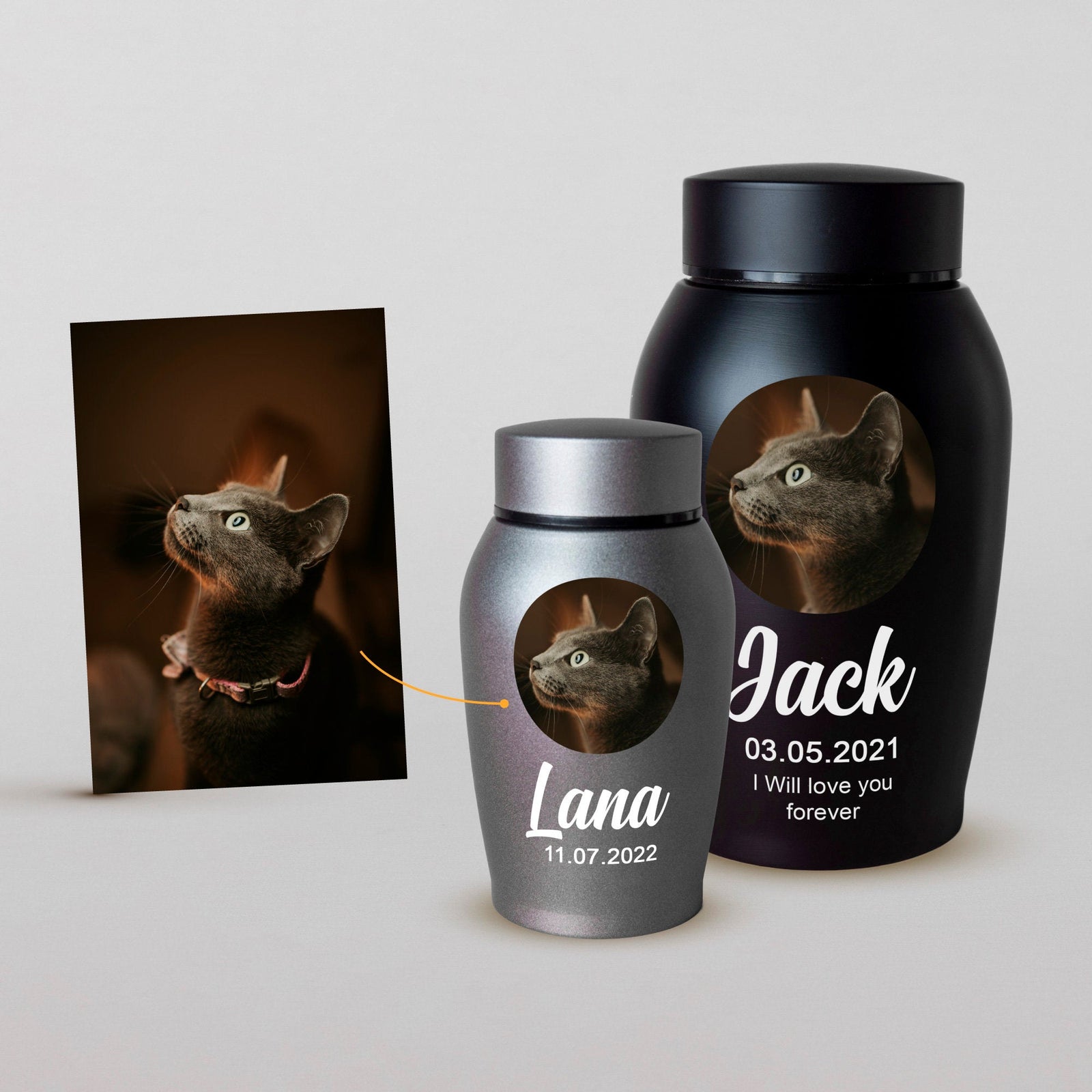 Custom Pet Photo Urn for dogs ashes, Personalized Dog Memorial Cremation Urn, Pet Memorial Gift