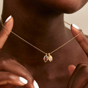 Personalized Leaf Birthstone Necklace, Grandma Mother Gift