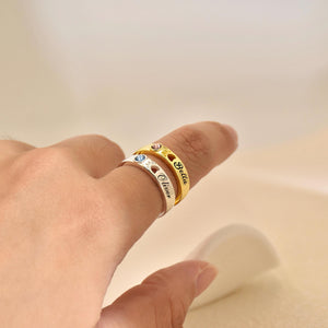 Personalized Pet Name With Birthstone Pet Paw Ring Memorial Gift For Dog Mom