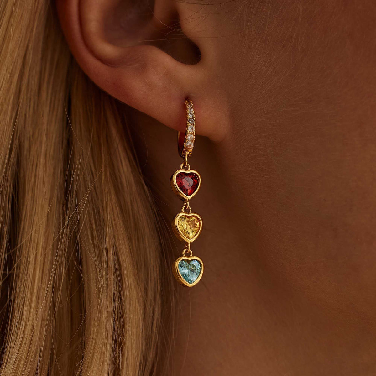 Personalized Heart Birthstone Earrings – Gift for Moms, Grandmas