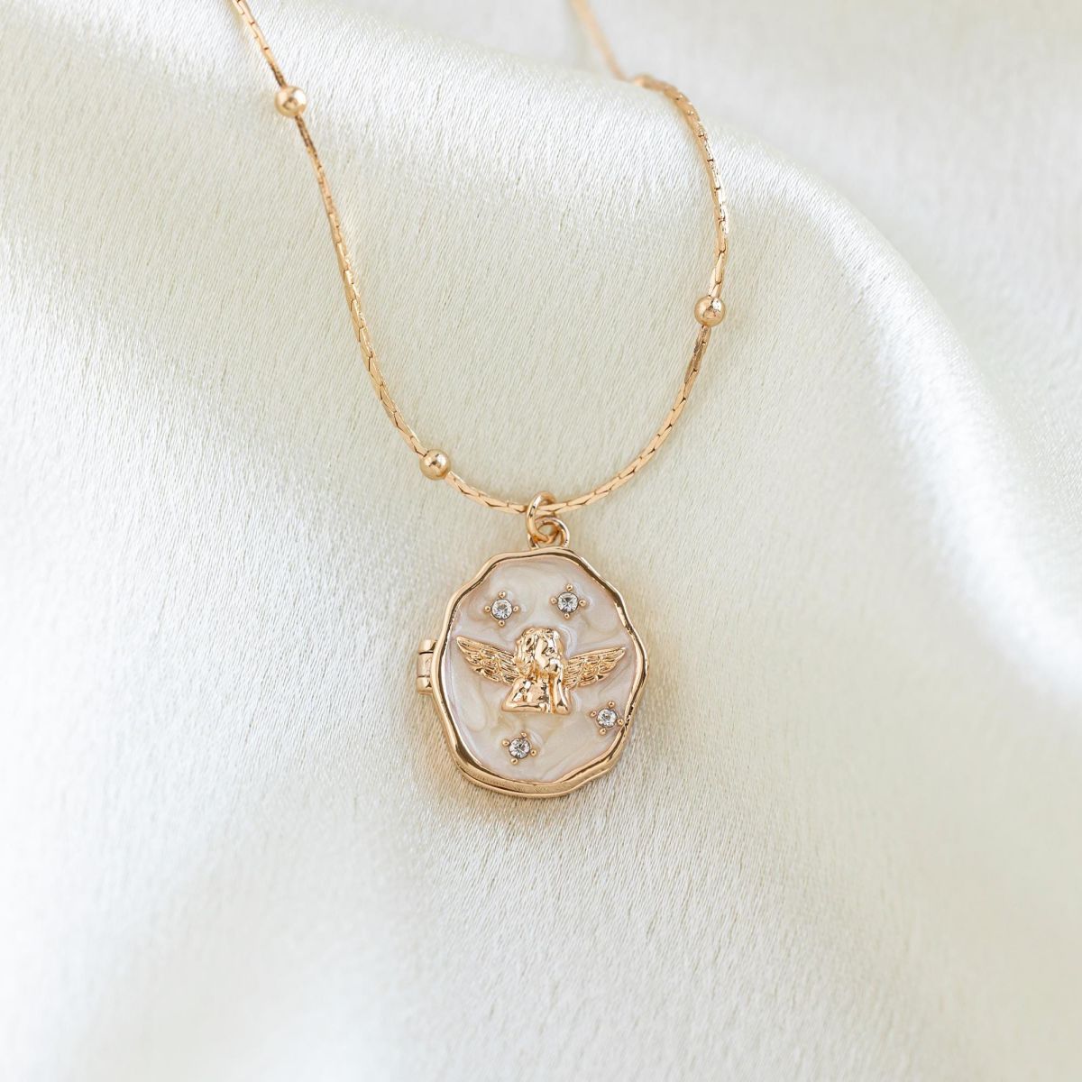 Personalized Photo Locket Necklace with Angel