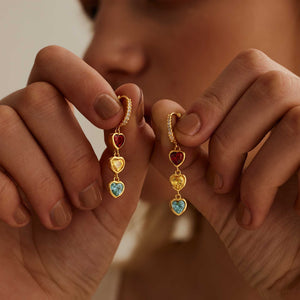 Personalized Heart Birthstone Earrings – Gift for Moms, Grandmas