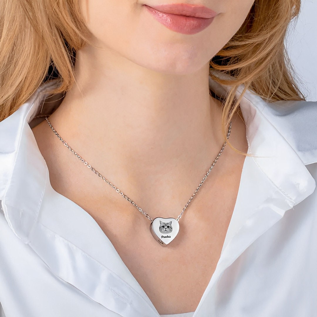 Heart Urn Pet Loss • Pet Urn Necklace Cremation Jewelry Personalized Memorial Gift For Pet Lovers