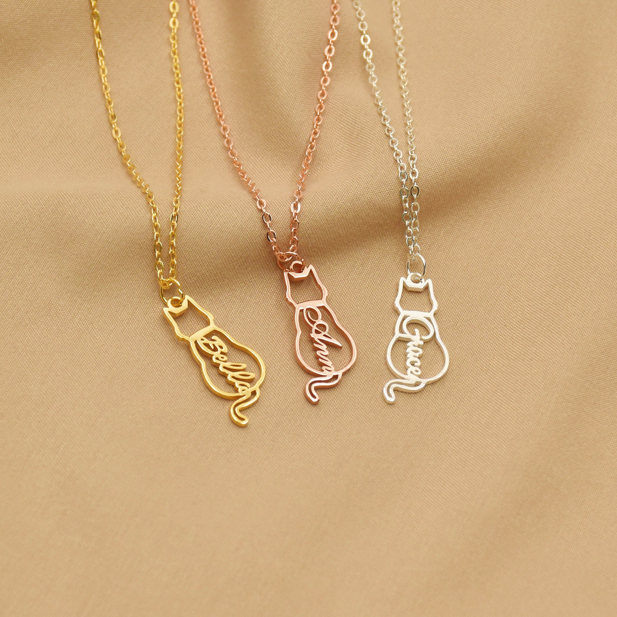 Personalized Cat Name Necklace Gifts For Cat Lovers