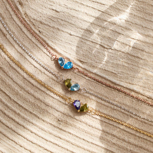 Custom Heart Birthstone Bracelet, 2 Birthstone Bracelet, Mothers Gift,Birthday Gift for Her