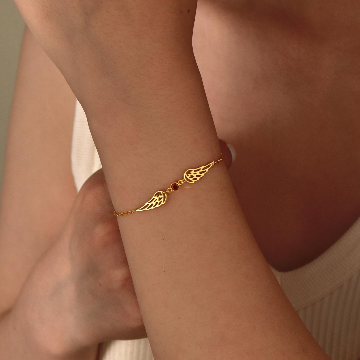 Personalized Guardian Angel Birthstone Bracelet