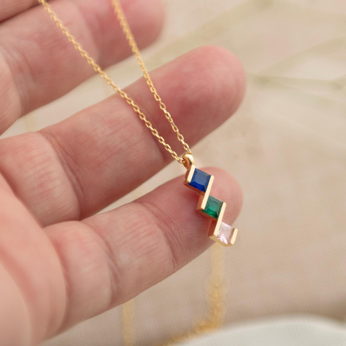Personalized Multiple Birthstone Necklace Gift For Family