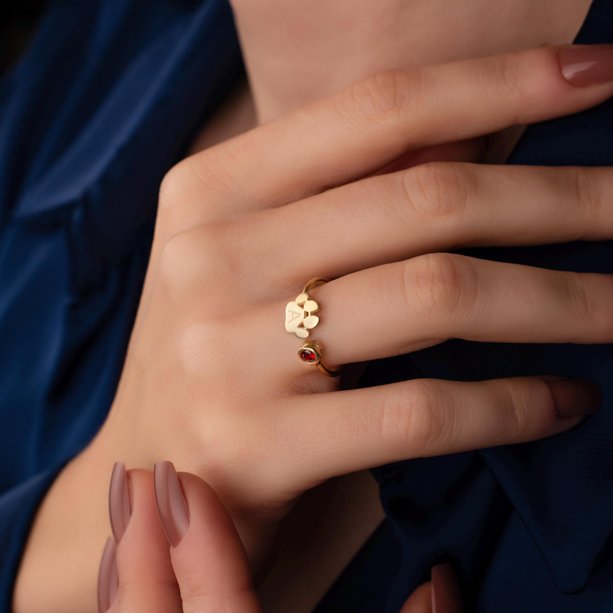 Personalized Engraved Paw Birthstone Ring Gift for Pet Lovers